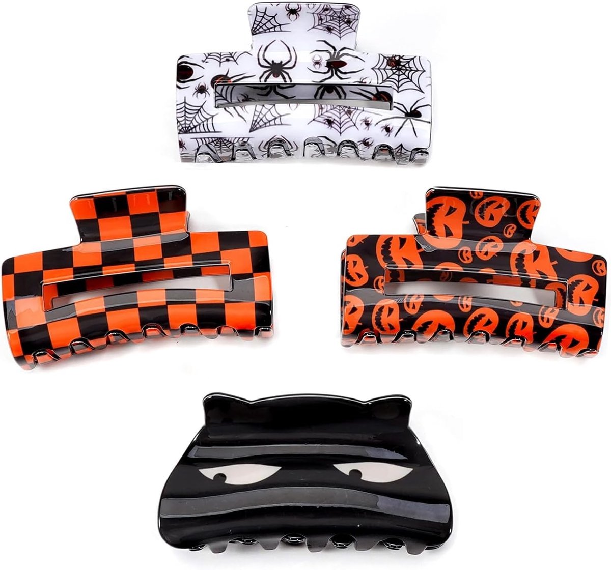 Haarspelden Halloween 4 stuks - Bat Pumpkin Spider Web - Creepy design - Perfect voor feestelijke look - SnelShoppen