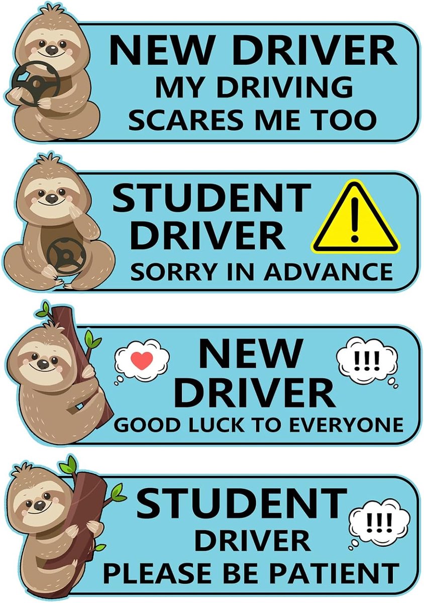 Magnetische Auto Stickers Beginners - Sloth Design - Herbruikbaar PVC - Ideaal voor Nieuwe Bestuurders - ShopVlot