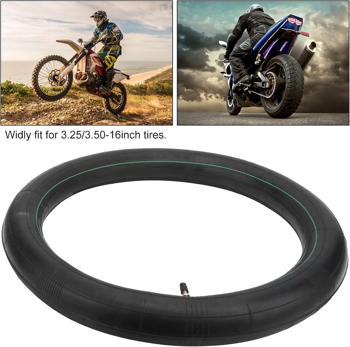 Motorfiets Binnenband - Scooter Band Crossband - Offroad Rijden - Versterkte Rubber Constructie - 3.25/3.50-16 inch - Zwart