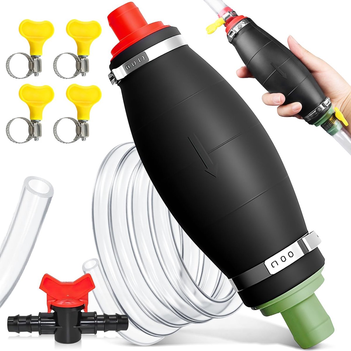 manual fuel pump XL universal siphon pump for liquid transfer water with fuel resistant hose 2.5m for petrol, gas - ShopVlot