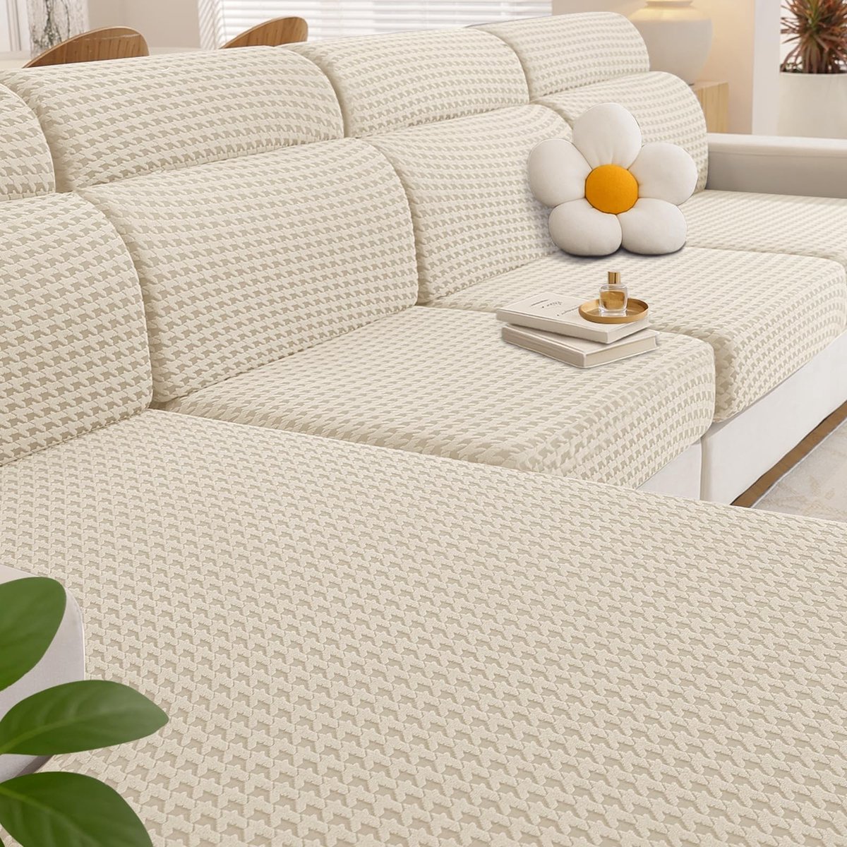 Omgoods - Universele Antislip Sofa Kussenhoezen voor Individuele Kussens, Beige