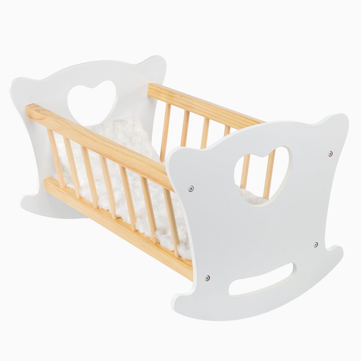 Omgoods- Poppenwieg met beddengoed - Houten speelgoed - Schommelbed - Voor poppen tot 49,5 cm - Duurzaam - Ideaal voor rollenspellen - Poppenbed