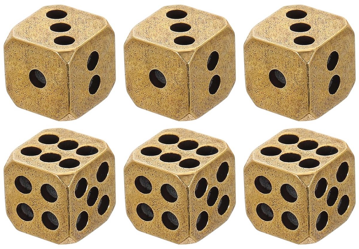 Omgoods - Set van 6 Messing Dobbelstenen voor Spelletjes