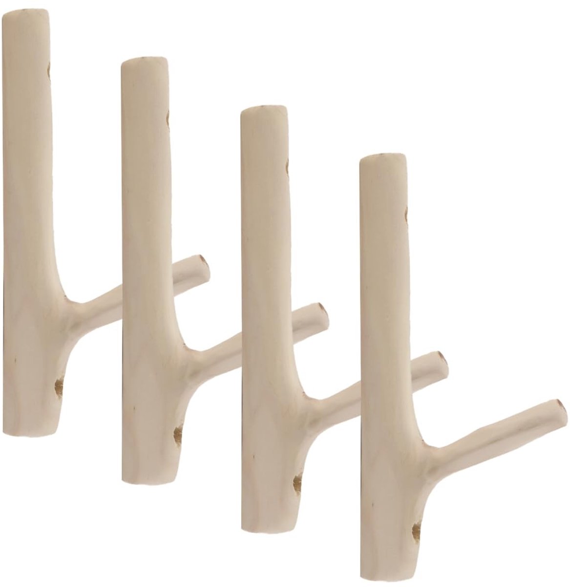 Omgoods - Set van 4 Houten Takken Wandhaken voor Decoratieve Toepassingen