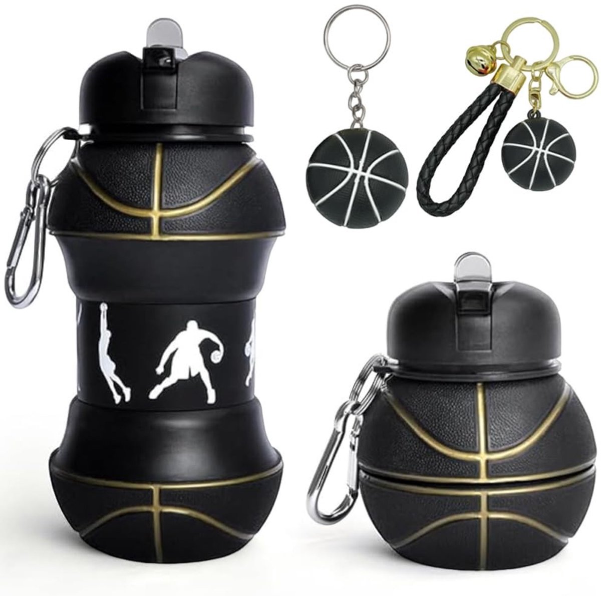 Omgoods - Vouwbare Siliconen Fles voor Kinderen en Volwassenen - 550ml Basketbal Design