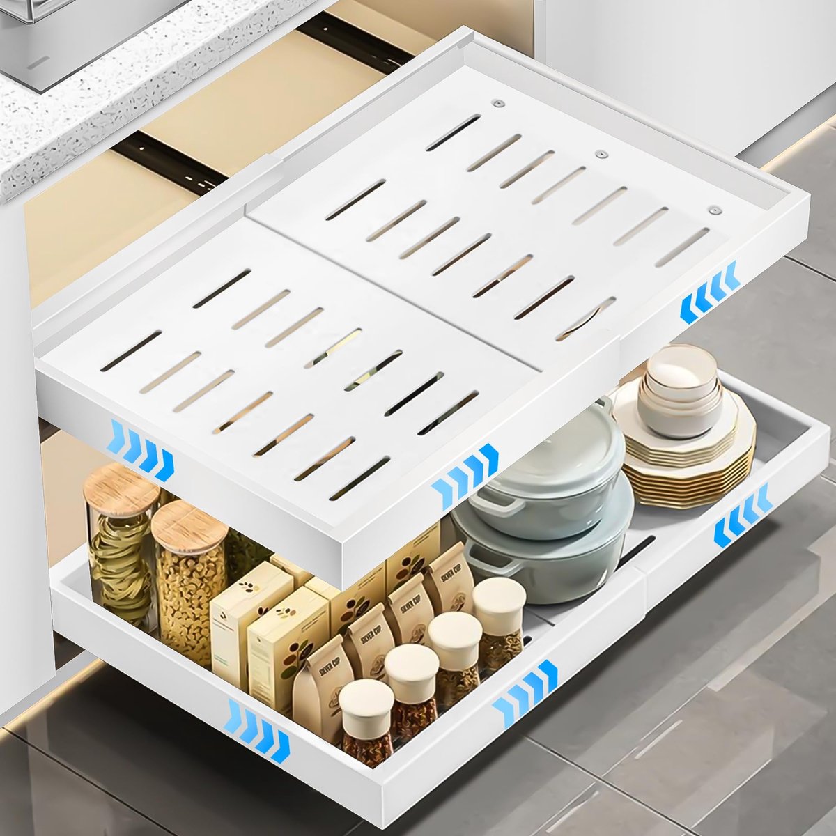 Omgoods - Telescopische Lade Organizer Set van 2 voor Keuken