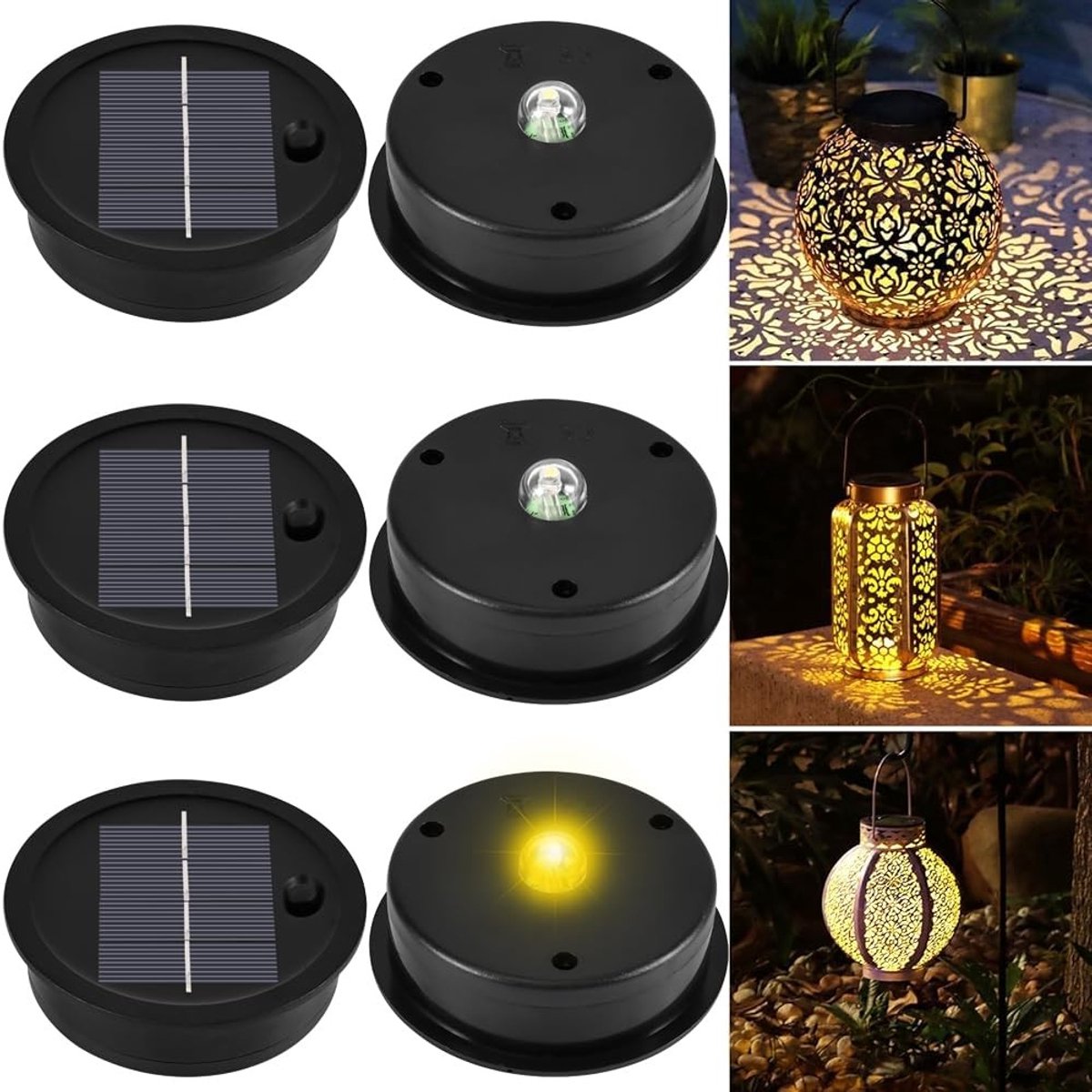Omgoods- Zonnelamp 6 Stuks - Vervangingsonderdeel - LED Warmwit Licht - IP65 Waterdicht - Zonnepaneel - Tuindecoratie - Tuinlamp