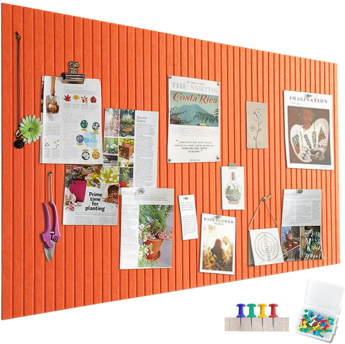 Omgoods - Grote Vilt Prikbord 60 x 40 cm - Decoratieve Memo Bord met Verticale Strepen