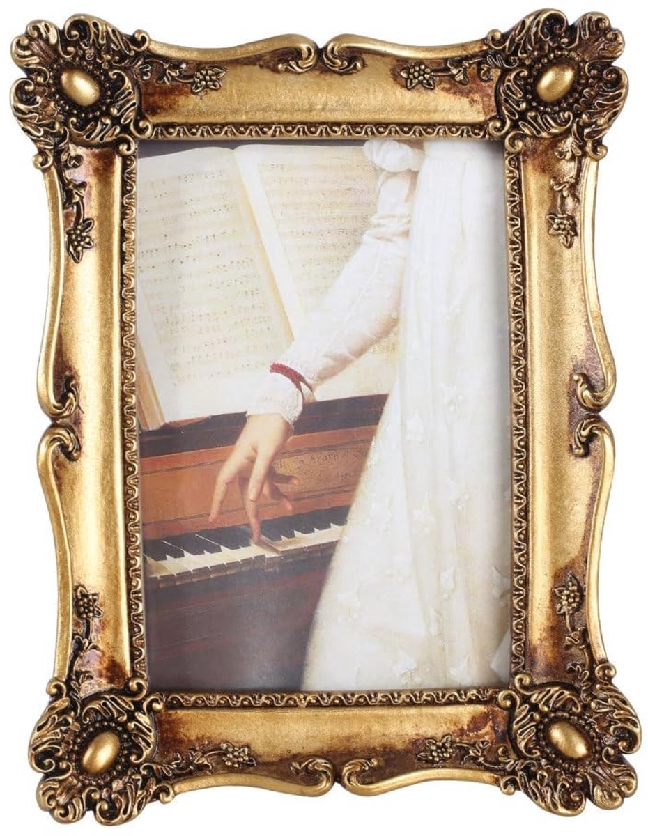 Omgoods- Fotolijst Antiek 7,5" x 5,5" - Vintage Rechthoekig - Retro Decoratie - Waterdicht - Hars - Kunstdecoratie - Lijst