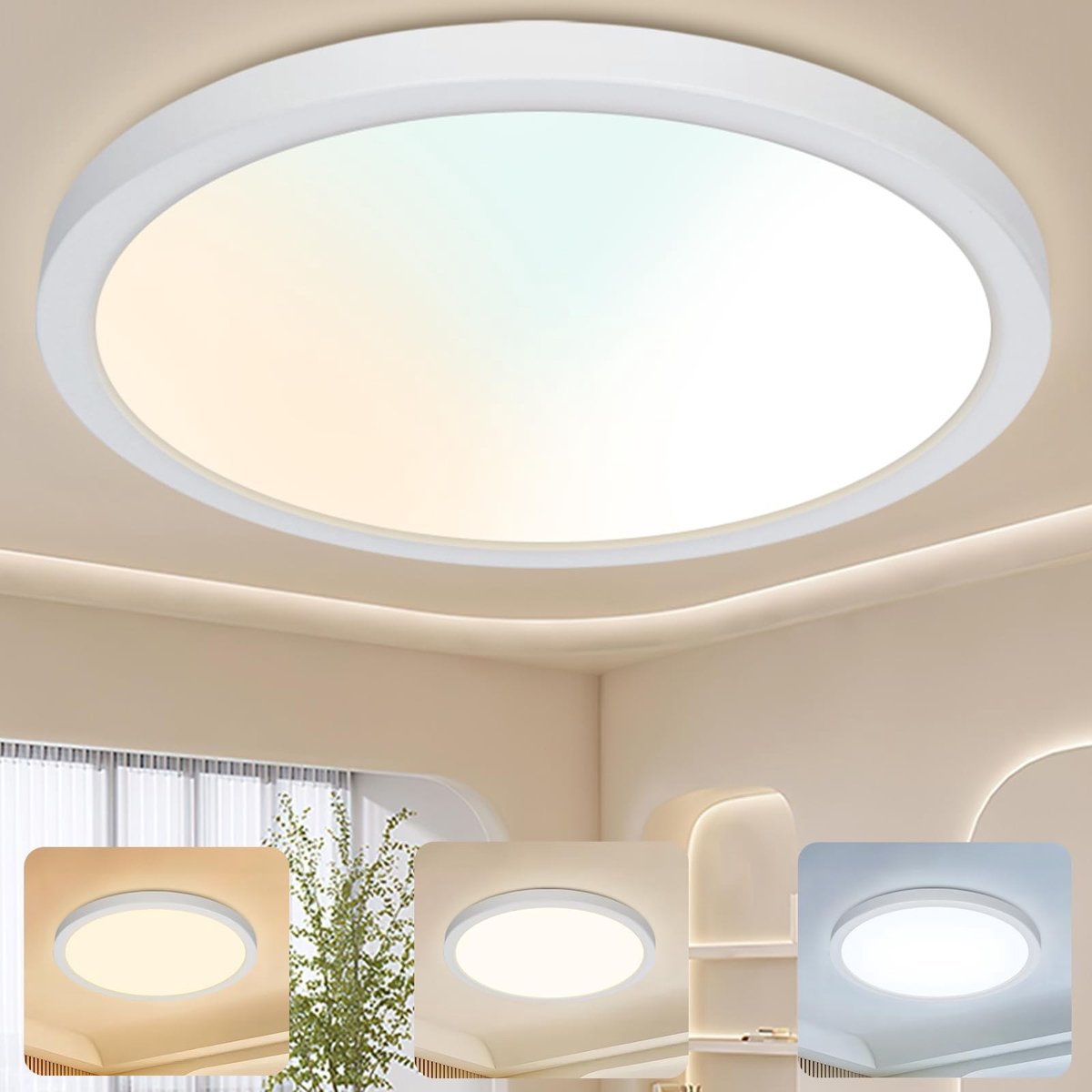Omgoods - Dimbare LED Plafondlamp 24W met 3 Kleurtemperaturen