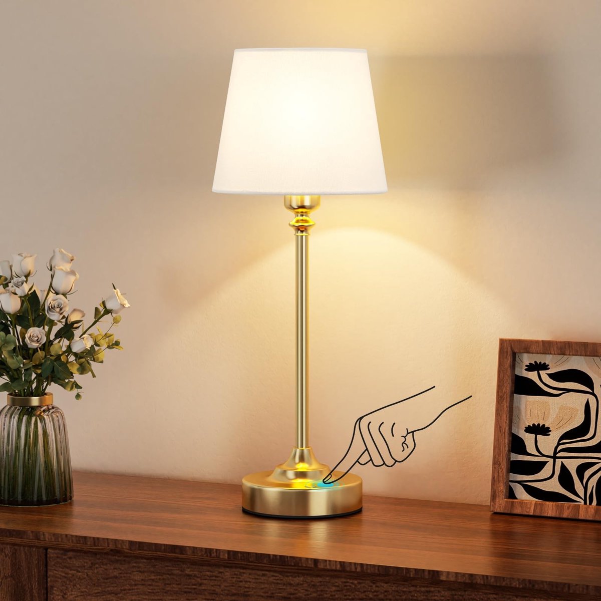 Omgoods - Draadloze LED Tafel Lamp met Aanraakbediening en Oplaadfunctie