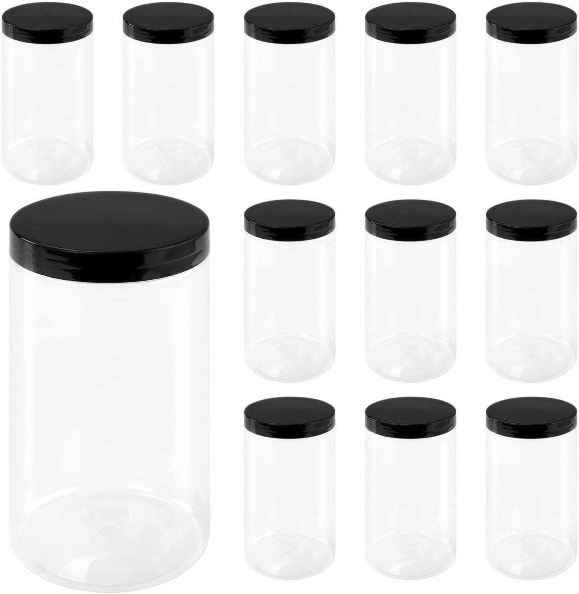 Omgoods - 12 Stuks 1000ml Transparante Plastic Potten met Deksel
