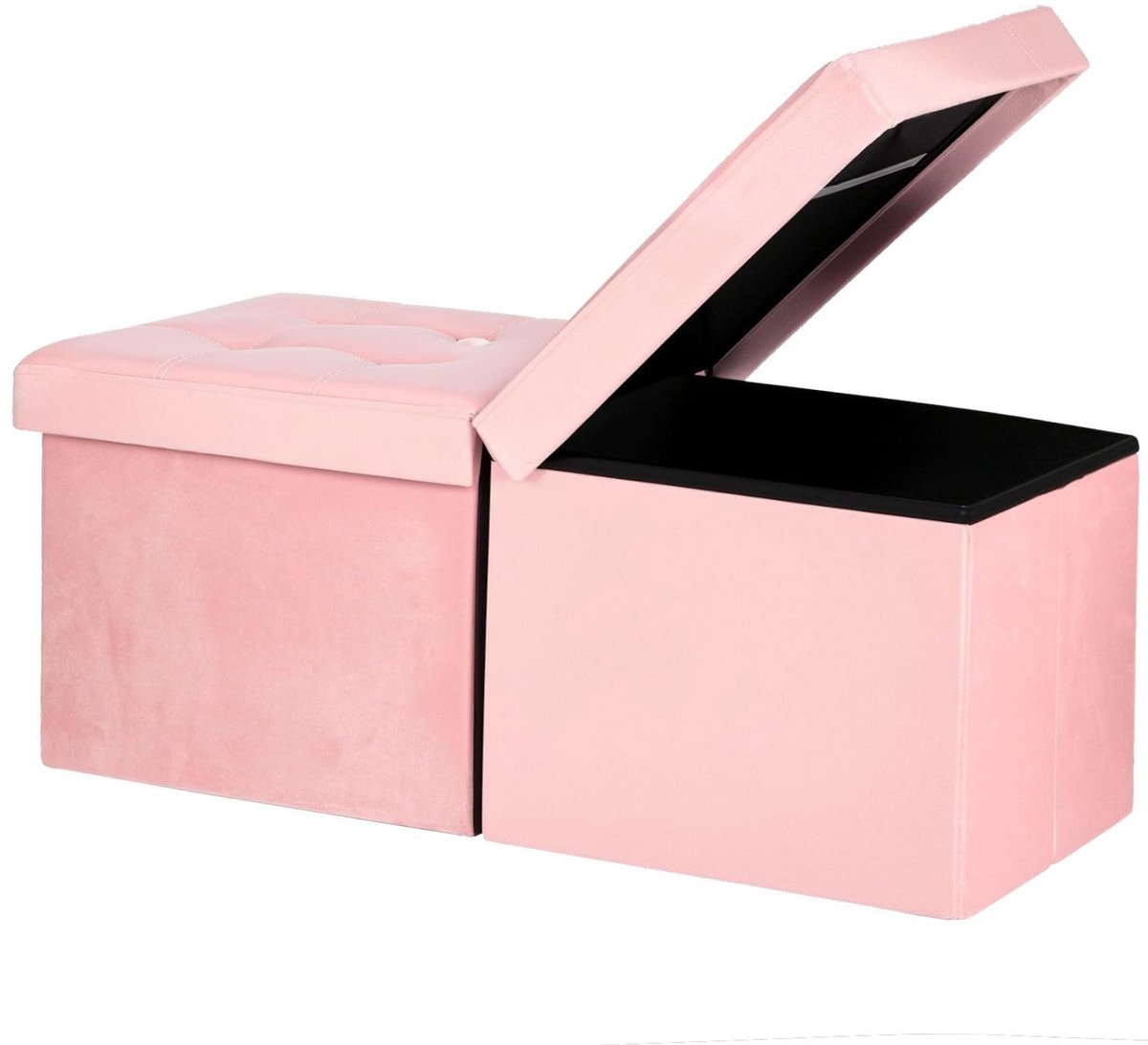 Omgoods - Padded Voetenbank met Opbergruimte in Roze Fluweel