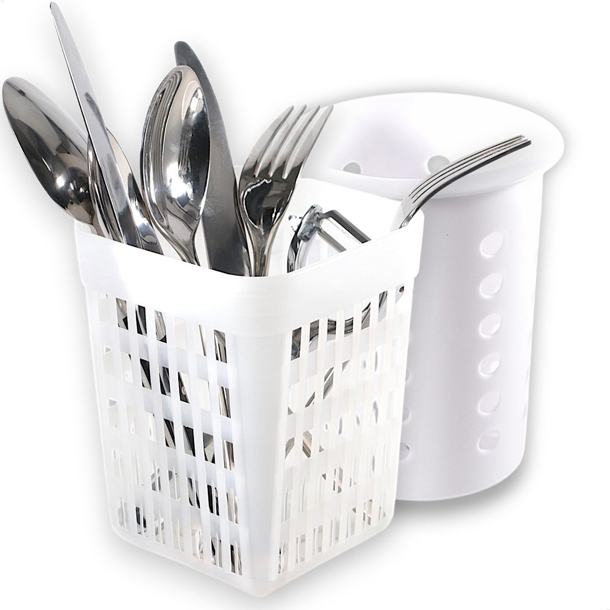 Omgoods - Set van 2 Nestbare Bestekhouders van Robuust Plastic