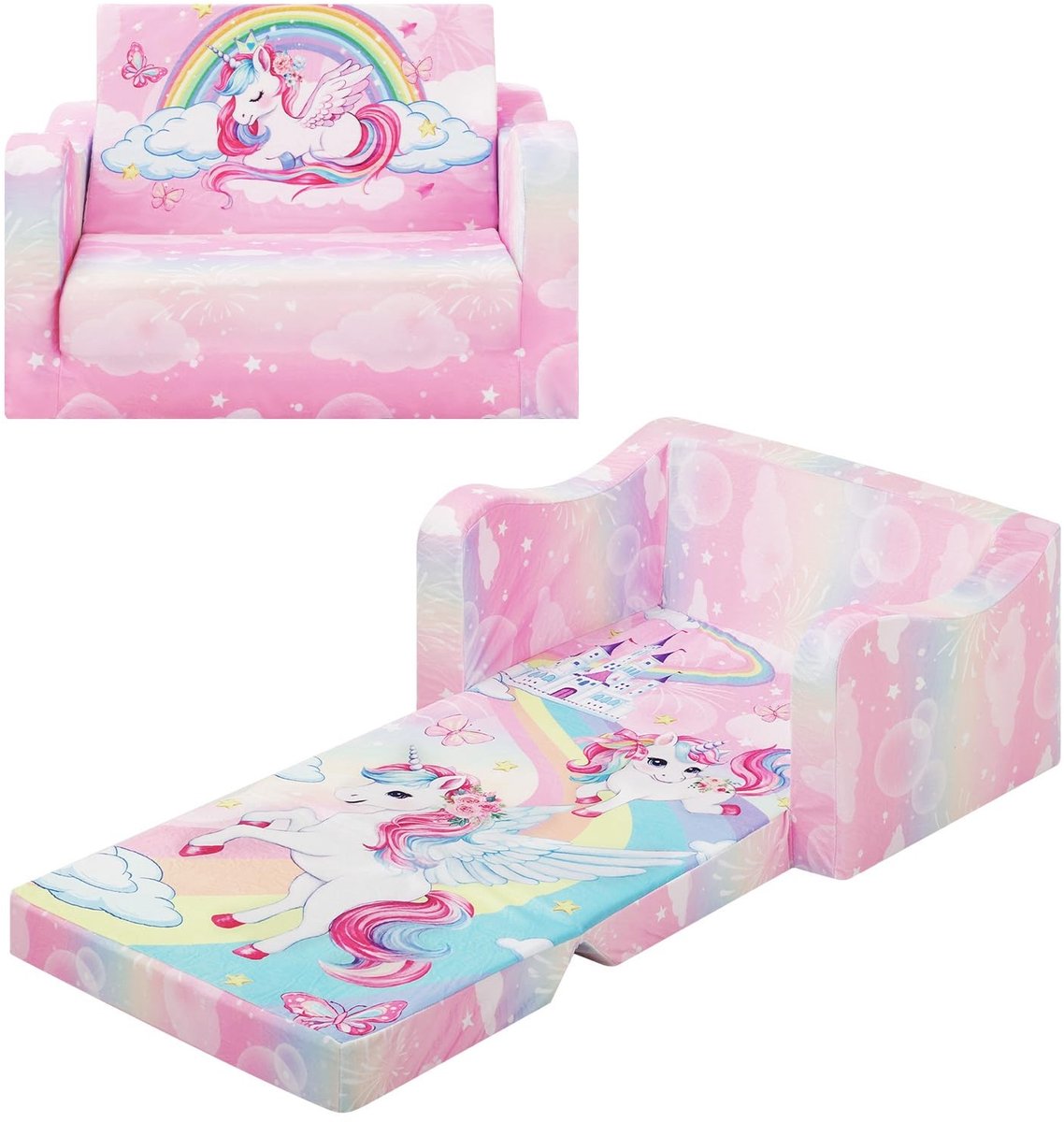 Omgoods - 2-in-1 Opvouwbare Kindersofa Bed voor Meisjes en Jongens