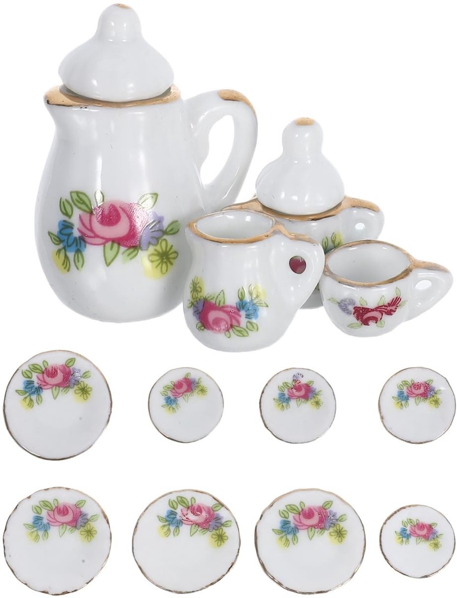 Omgoods - Miniatuur Porseleinen Theeset voor Poppenhuis Decoratie