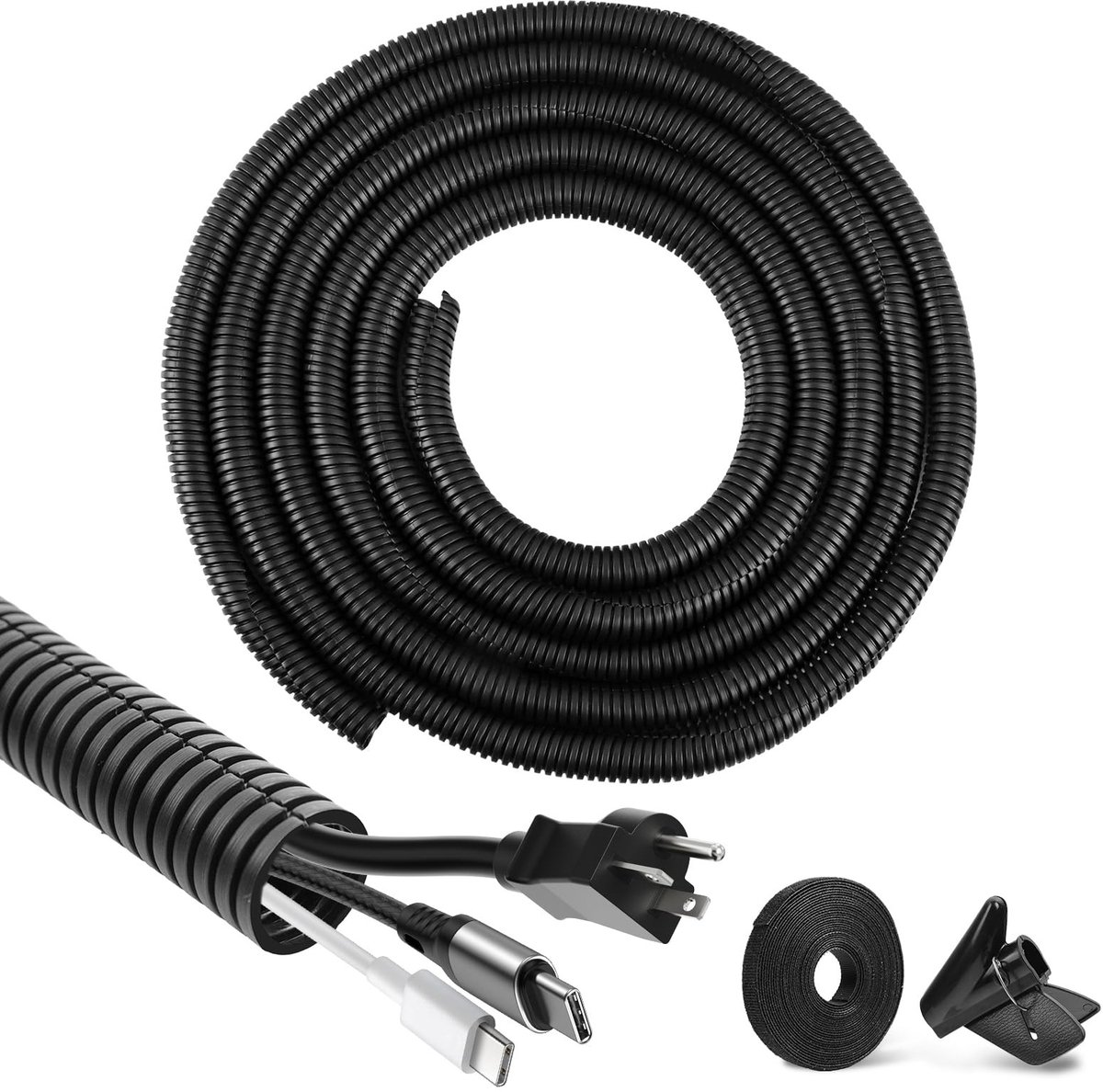 Omgoods - Flexibele Kabelbescherming - Gesplitste Buizen, Zwart, 19mm x 6m