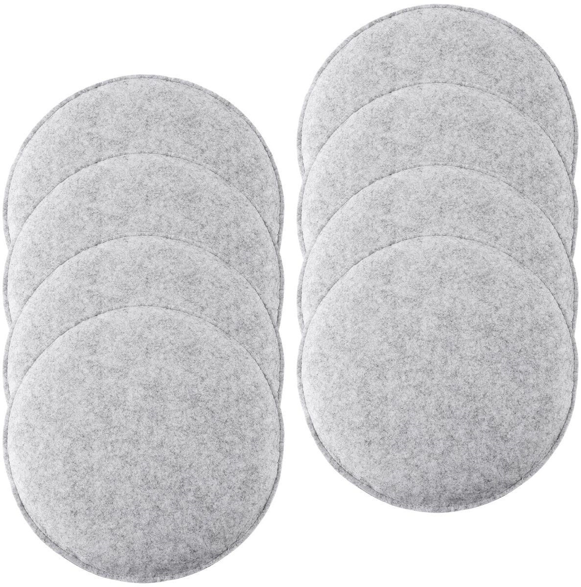 Omgoods - Set van 8 Antislip Vilt Stoelkussens 35 cm in Lichtgrijs