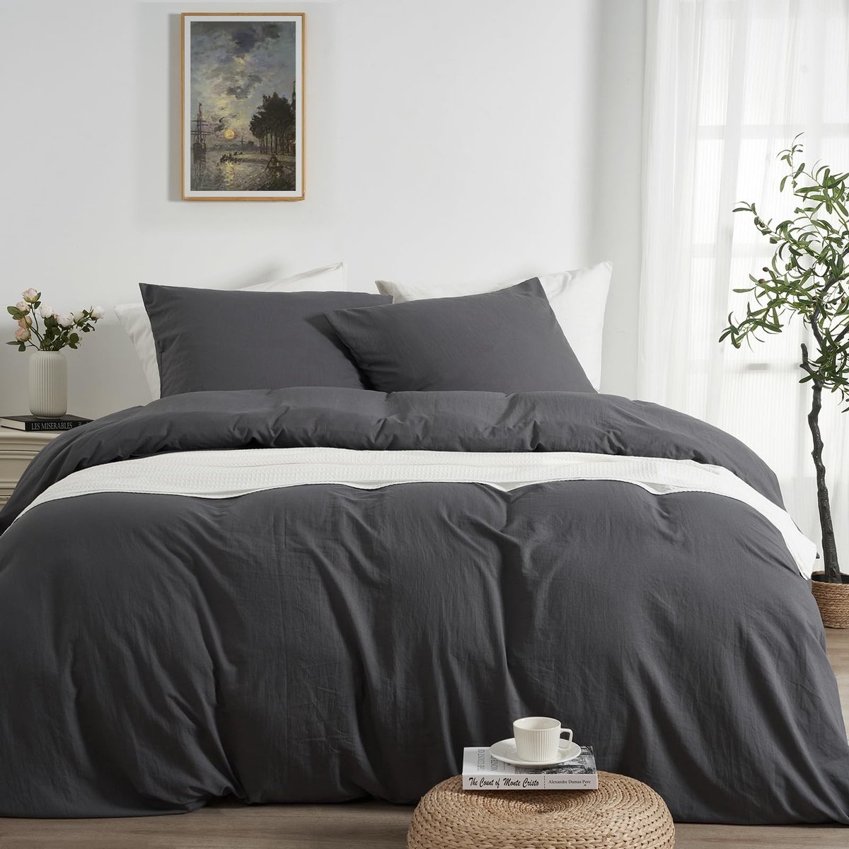 Omgoods - Grijze Bedlinnen Set 140x200 cm van Superzacht Microfiber
