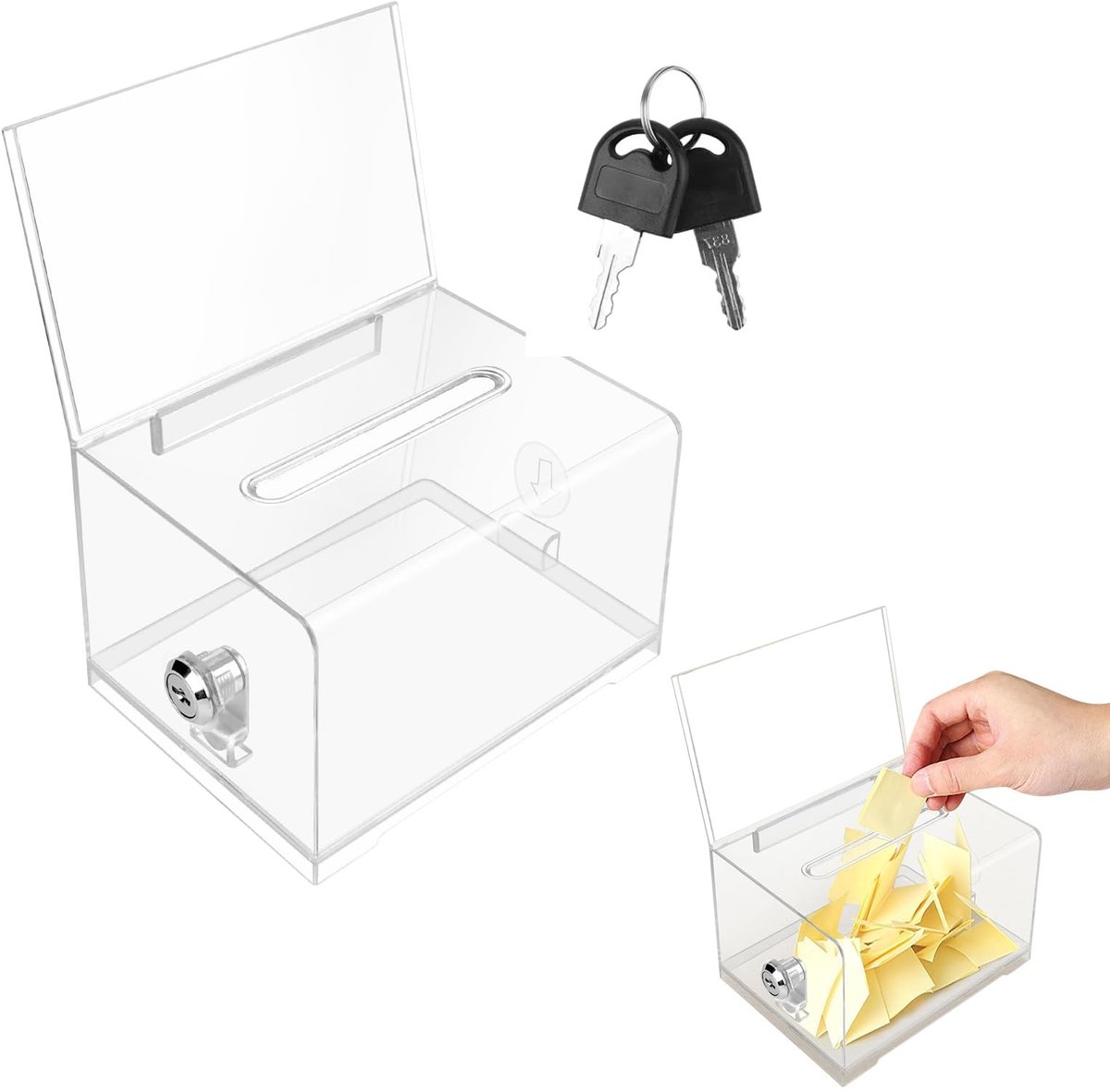 Omgoods - Transparante Donatiebox met Slot voor Stemmen en Wedstrijden
