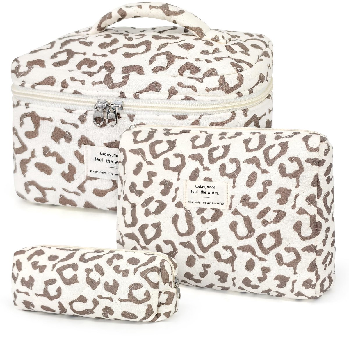 Omgoods - Set van 3 Make-up Tassen voor Vrouwen met Bloemenpatroon