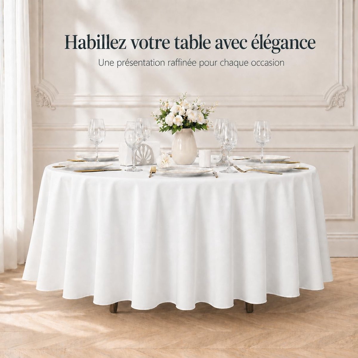 Omgoods - Set van 4 Witte Ronde Tafelkleden 90 Inch voor Feestjes en Diner