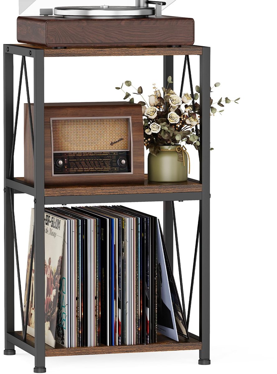 Omgoods - 3-Tier Vinyl Record Stand met Capaciteit tot 50 kg