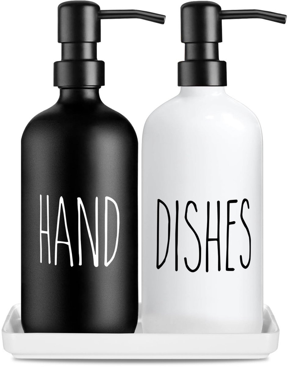 Omgoods - Set van 2 Glazen Zeepdispensers voor de Keuken