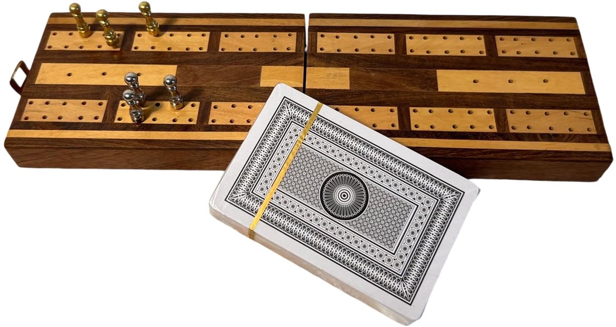 Omgoods - Vouwbare Houten Kribbage Bord Spelset met Puntenpins
