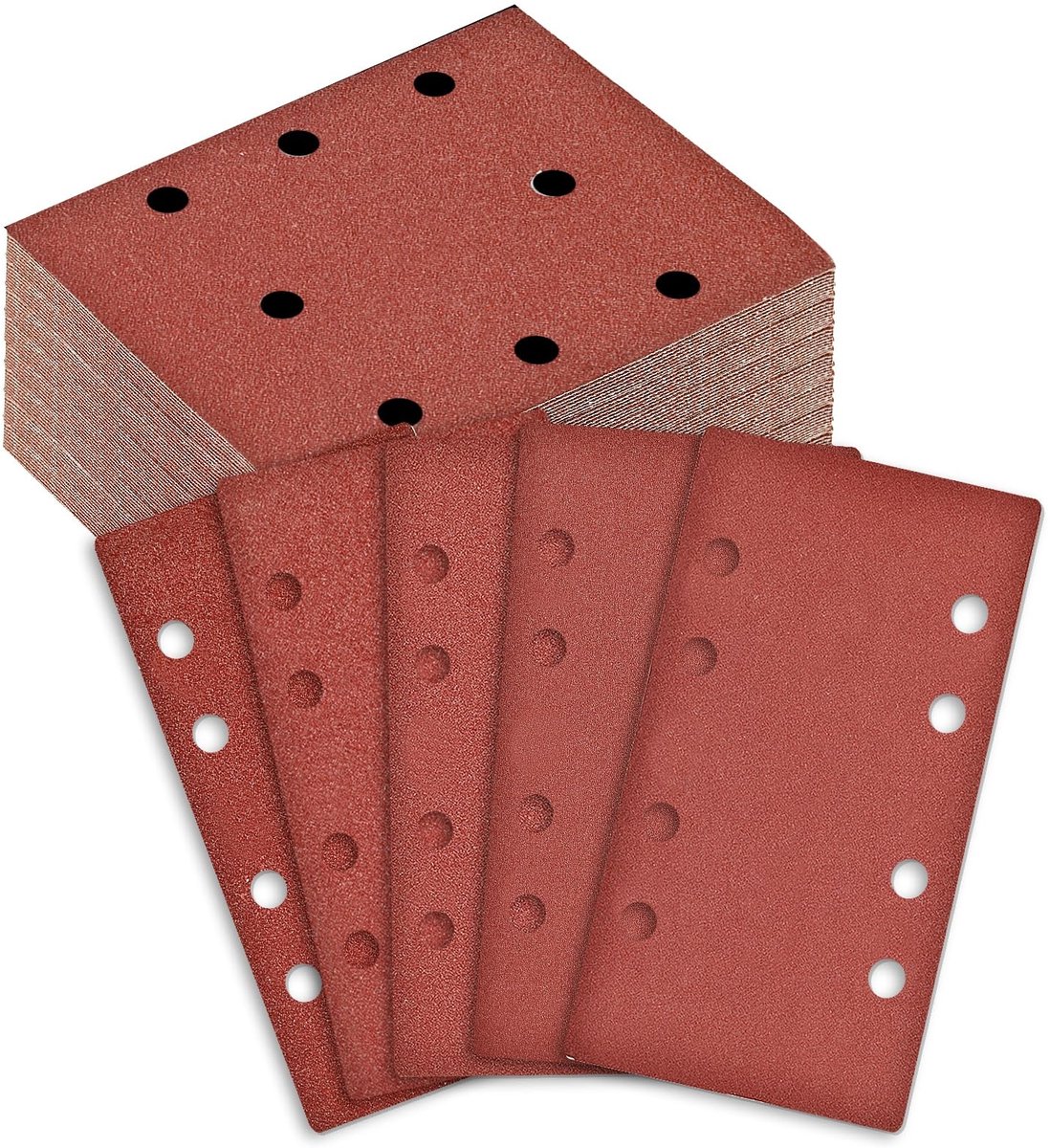 Omgoods- Schuurpapierset 100 Stuks - 5 Korrelgroottes 40/60/80/120/240 - Klittenbandsluiting - Antistatische Coating - Professionele Materiaalkwaliteit - Schuurpapier
