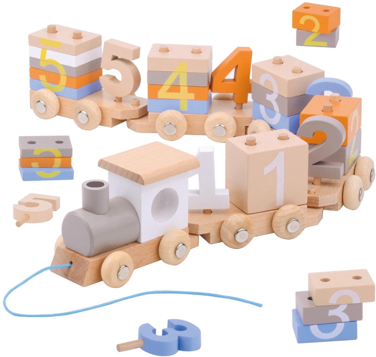 Omgoods - Montessori Houten Trein met Blokken - Educatief Speelgoed voor Kinderen van 1-4 Jaar