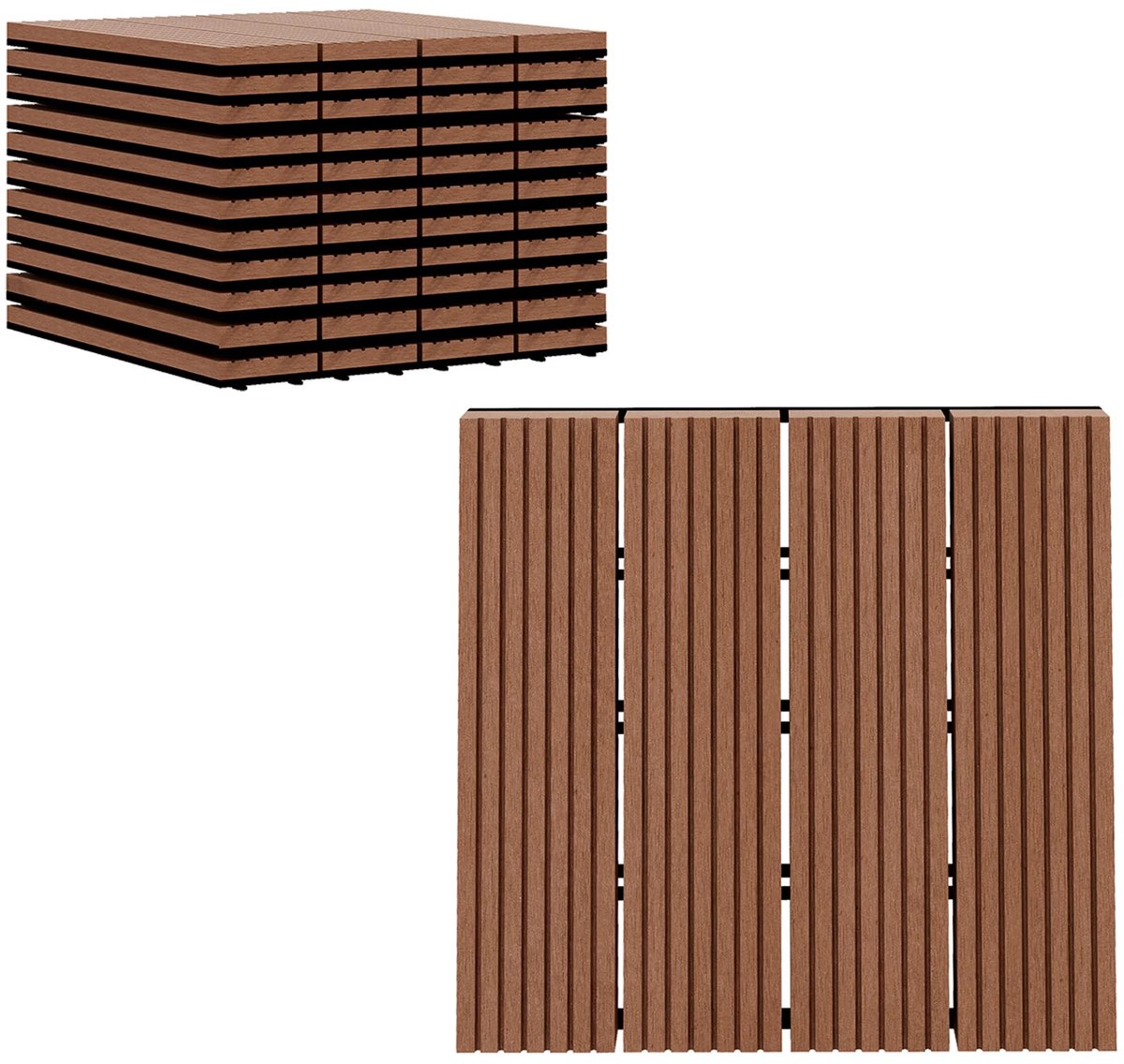 Bresht Vlondertegels - Kunststof - Kliksysteem - Antislip - 11 Stuks - 1 m² - Antislip - Weerbestendig - Lichtbruin - 30 x 30 cm