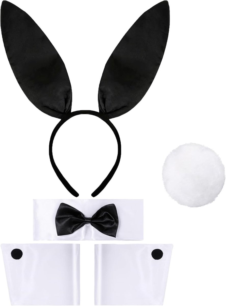 Schattig konijnen kostuum voor volwassenen met oren en accessoires voor Pasen en feestjes