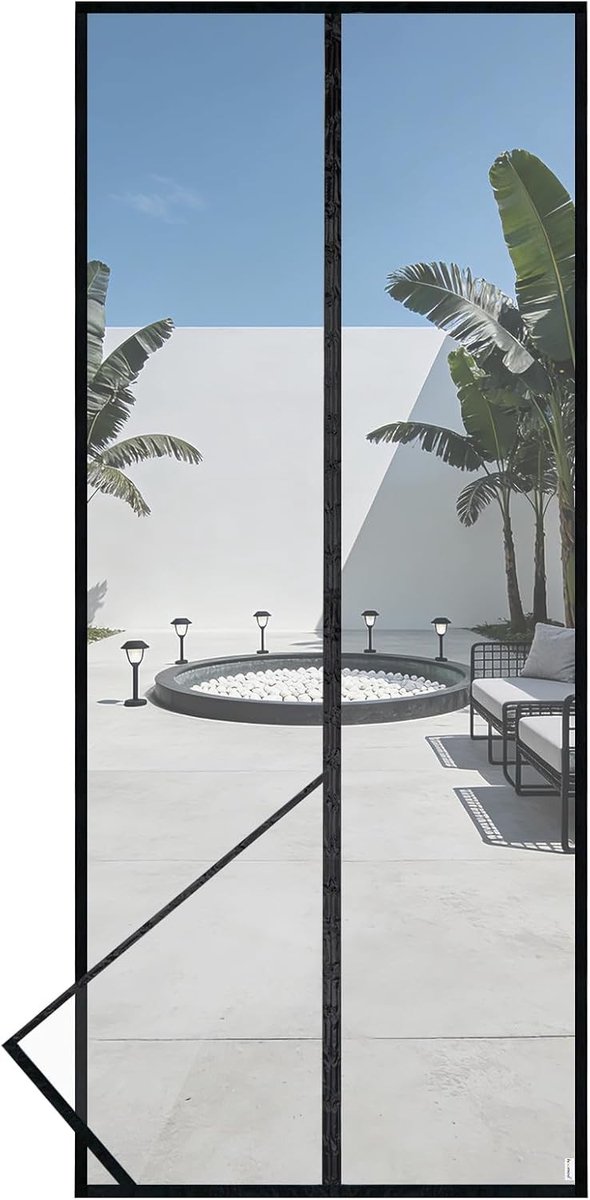 Lichtdoorlatend Vliegenraam voor Balkondeuren, 95 x 210 cm, Magnetisch Gordijn voor Betrouwbare Insectenbescherming, Ideaal voor Ventilatie en Gemakkelijk te Bevestigen