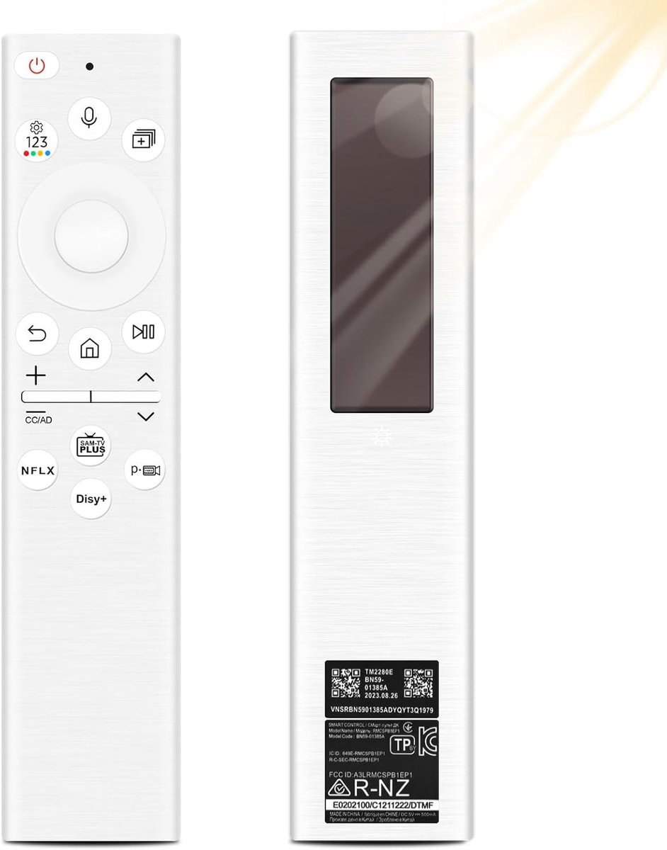 Vervangende afstandsbediening voor Smart TV, zonne-oplaadbare stemafstandsbediening, universeel en compatibel met Samsung 2021-2022 modellen