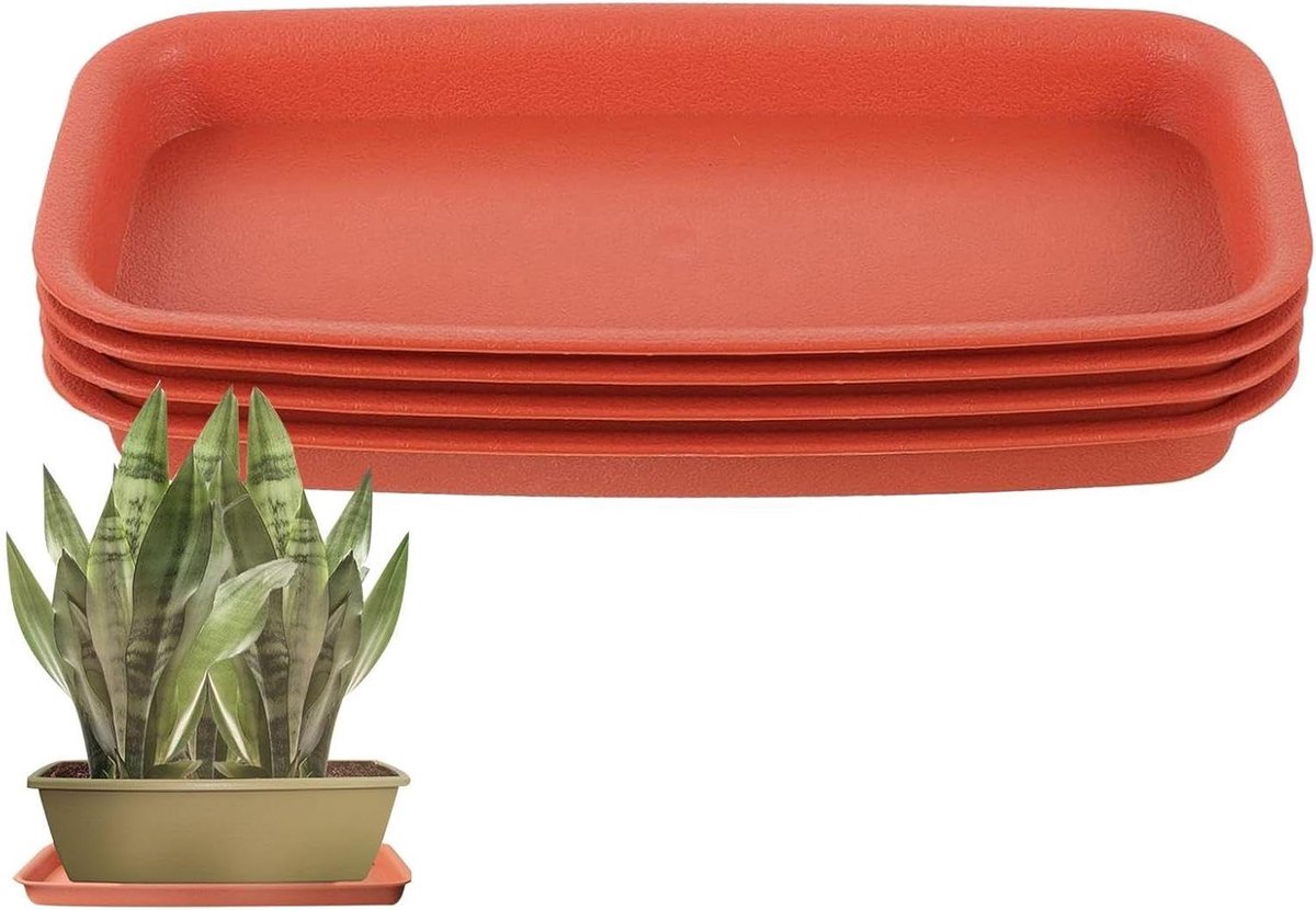 Planten Onderschotels - Bloempot Dienbladen - Water Opvang - Verhoogde Randen - 305 x 14 cm - Baksteenrood