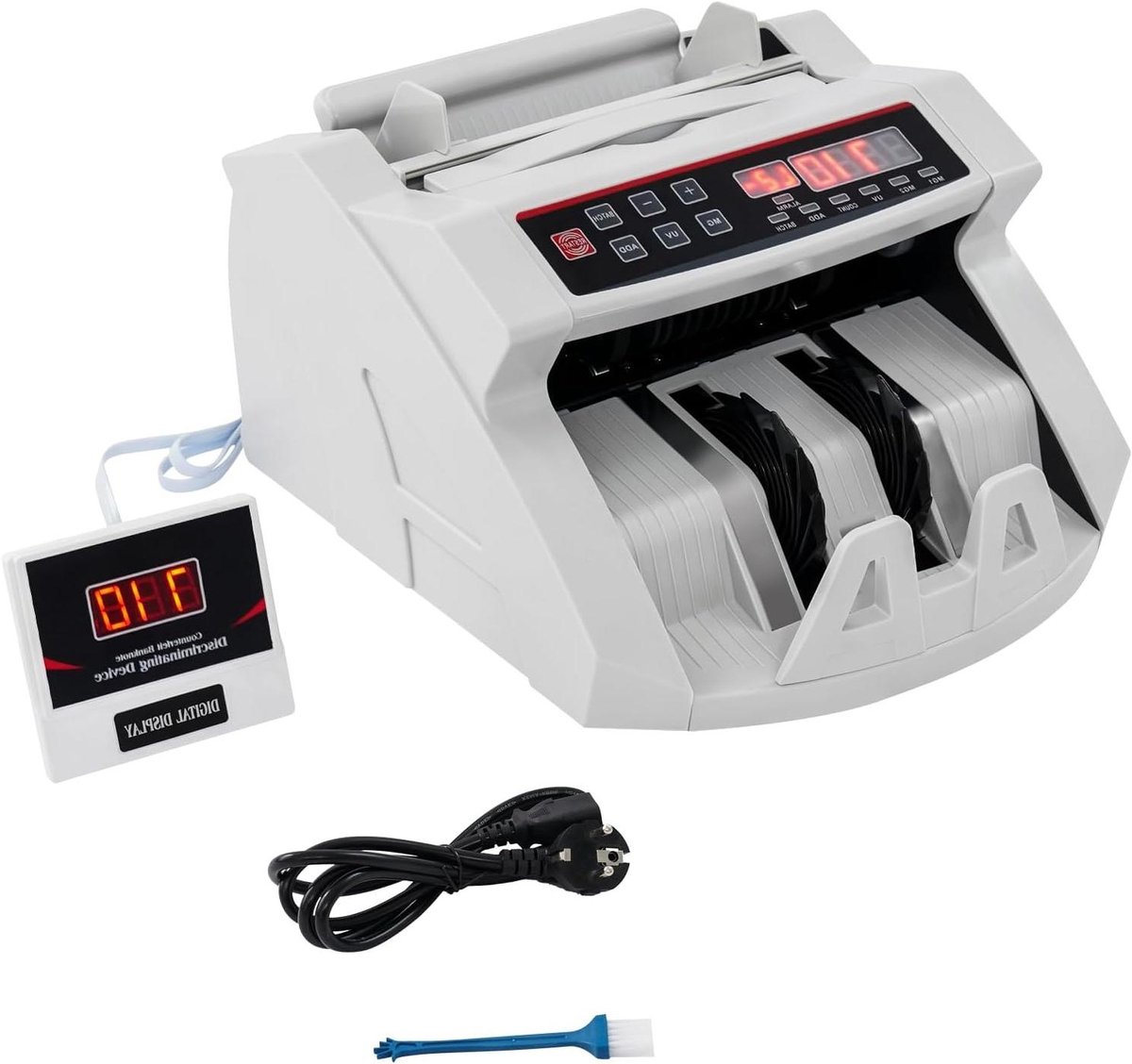 Geldtelmachine - Bankbiljettenteller - Snel Geld Tellen - Multinationale Valuta Ondersteuning - 30x24.5x17 cm - Wit