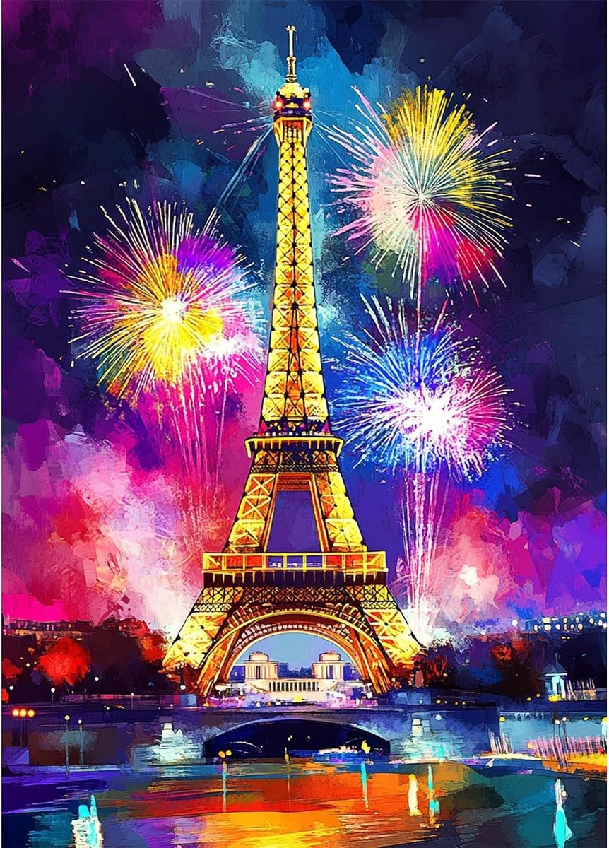 Diamant schilderen kit 30x40cm - Eiffel Toren - rhinestone nachtlandschap - decoratie voor thuis - SnelShoppen