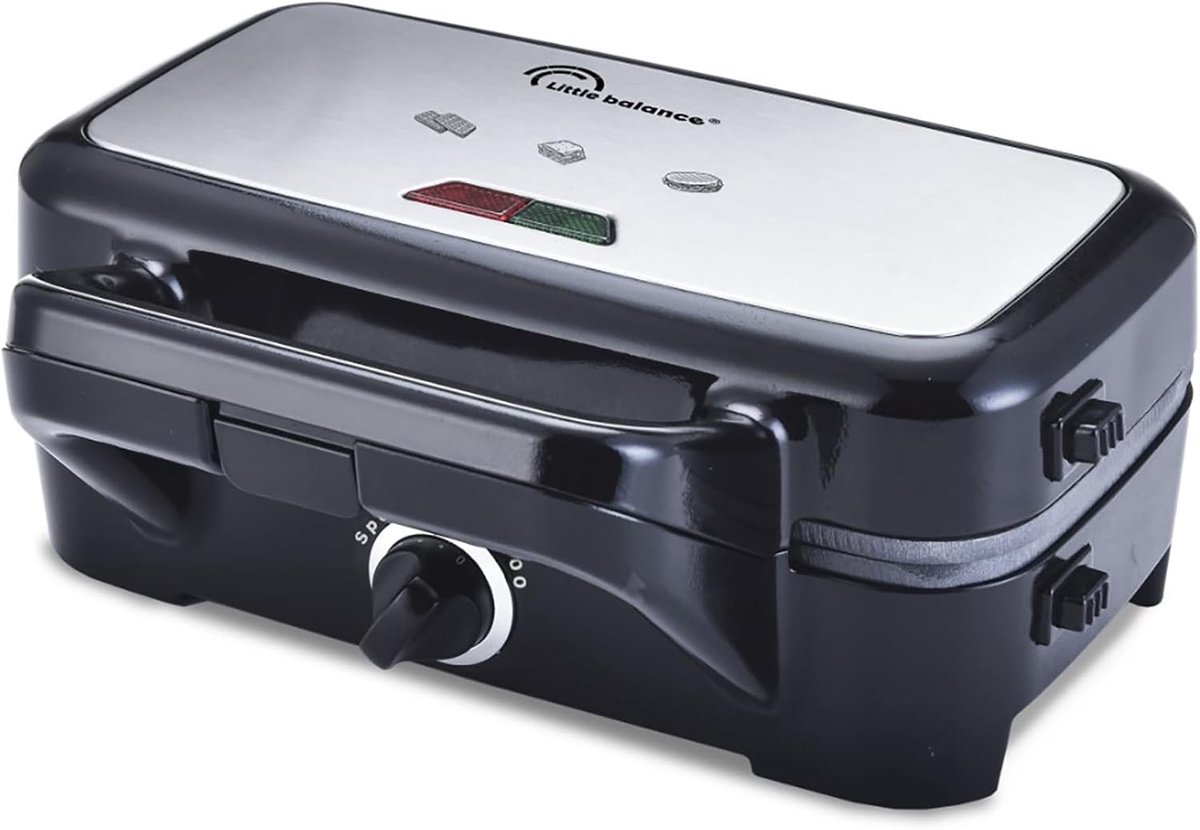 2-in-1 Wafelijzer en Grill Zwart Roestvrij Staal Afneembare Platen Regelbare Thermostaat Voor Thuisgebruik