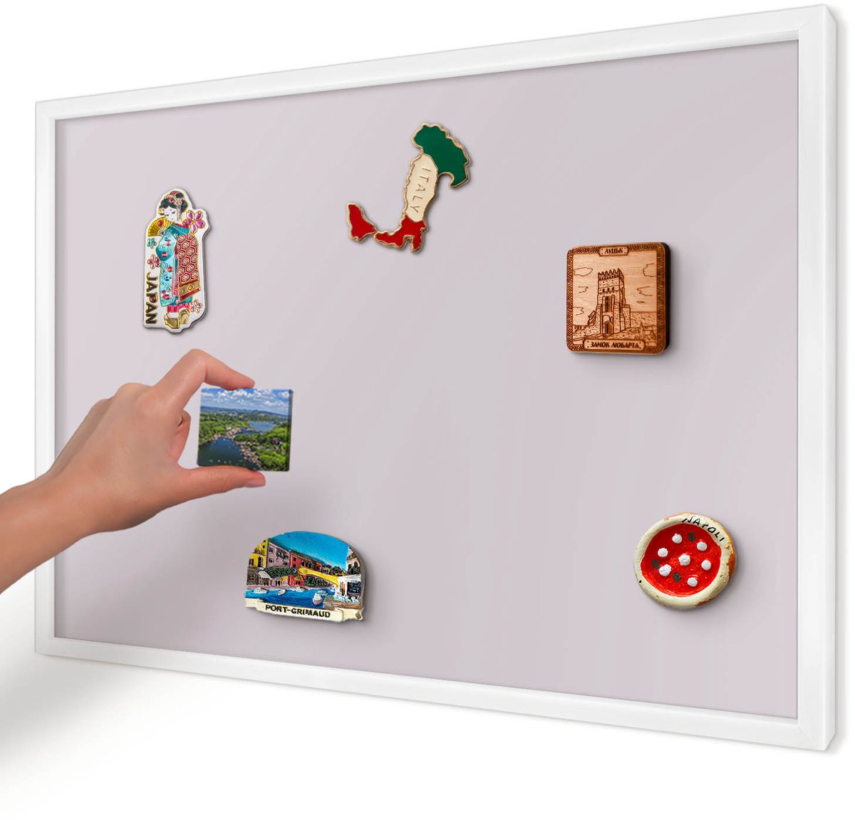 Artprintcave Paars Magneetbord mit Witte Lijst - 60x40 cm - Licht Lila Magneet Bord mit Frame - Minimalist Magneetbord Voor Foto's - Achtergronden En Patronen