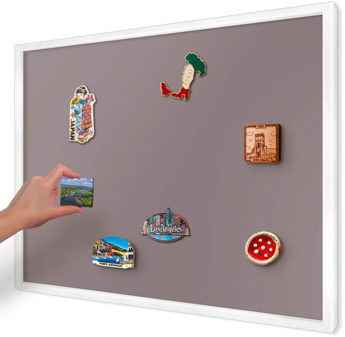 Artprintcave Roze Magneetbord mit Witte Lijst - 70x50 cm - Asbruin Notitiebord - Minimalist Memobord Keuken - Achtergronden En Patronen