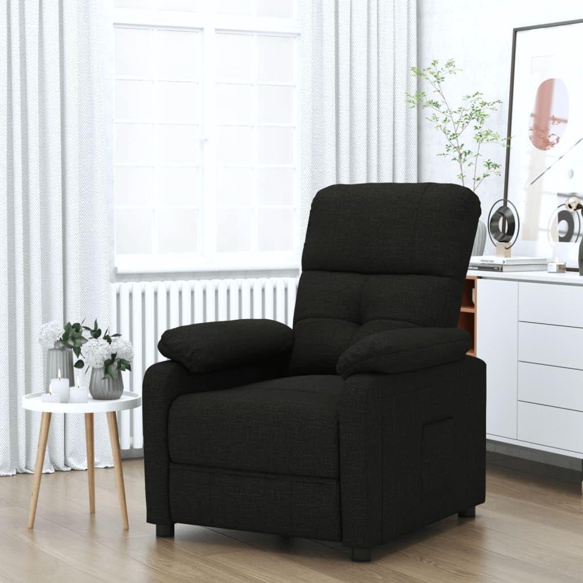 Relaxstoel - Leunstoel Fauteuil - Ontspannen Zitten - Handmatige Ligfunctie - 73 x 90 x 100 cm - Zwart
