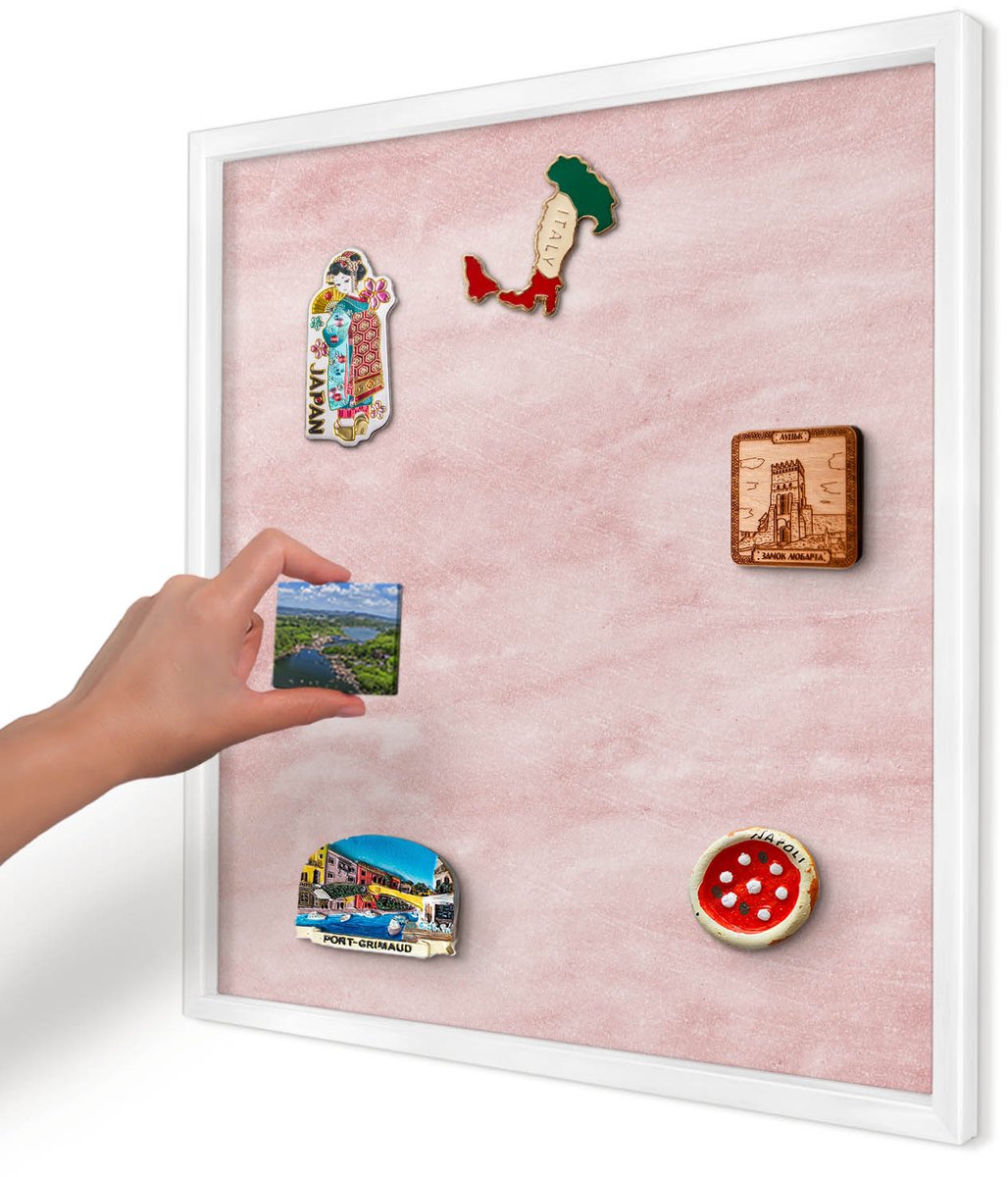 Artprintcave Roze Magneetbord mit Witte Lijst - 50x50 cm - Roze Textuur Magneet Bord mit Frame - Minimalist Magneetbord Voor Keuken - Achtergronden En Patronen
