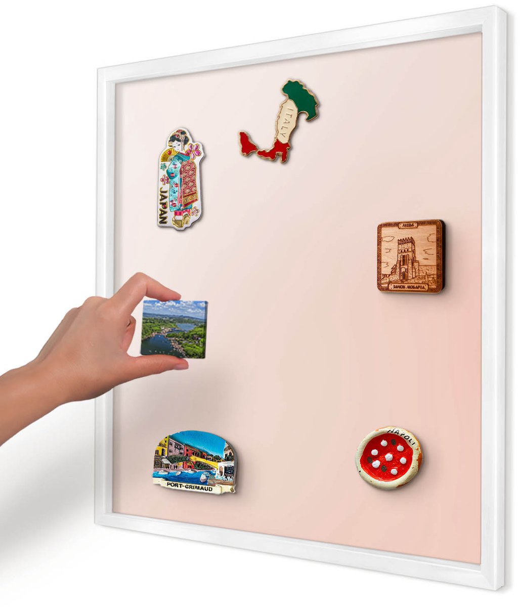 Artprintcave Beige Magneetbord mit Witte Lijst - 50x50 cm - Pastel Charm Magneet Bord mit Frame - Minimalist Bord Voor Magneten - Achtergronden En Patronen