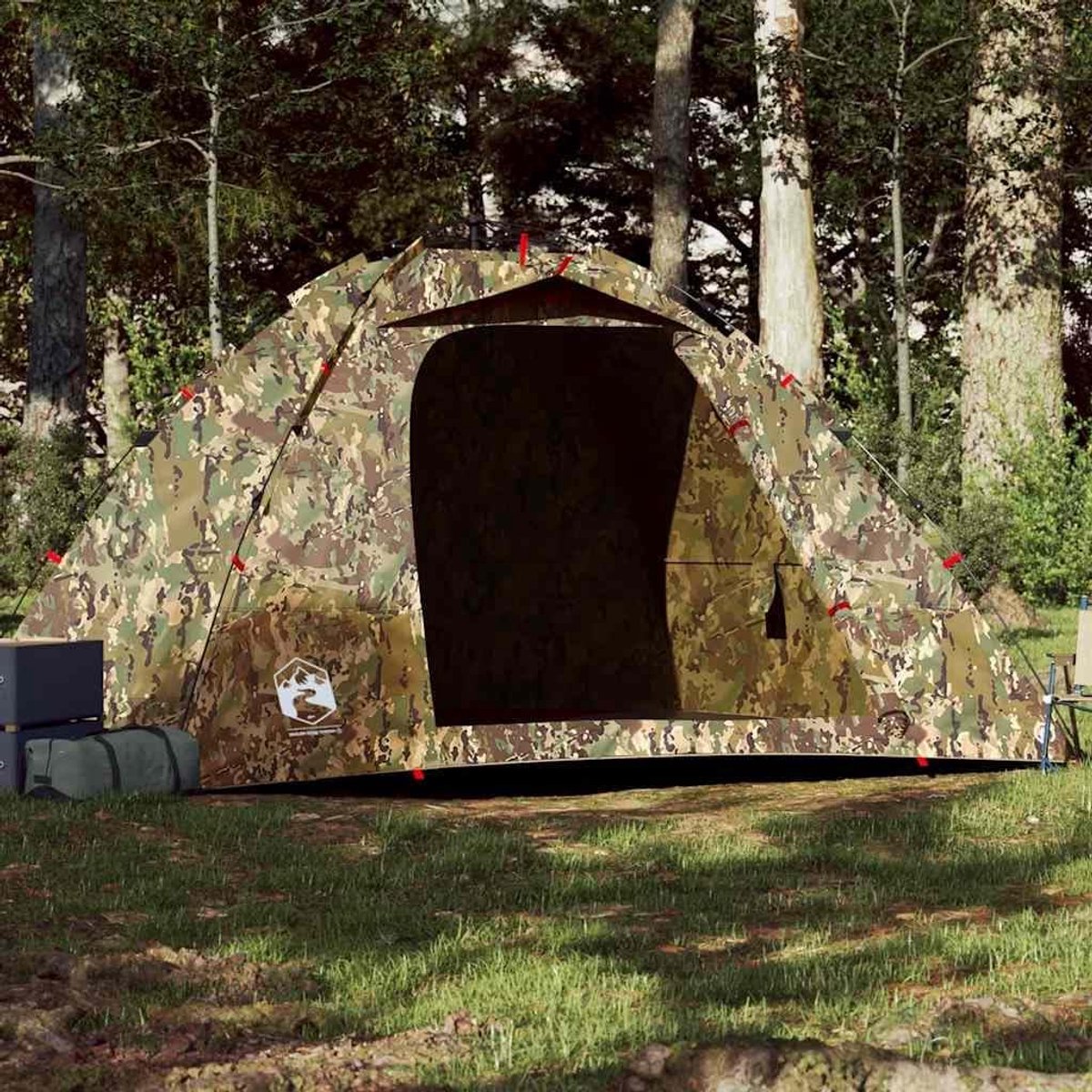 Pop-up vistent - Kampeertent vis - Outdoor avonturen - Snelle montage - 4 personen - Groen camouflage