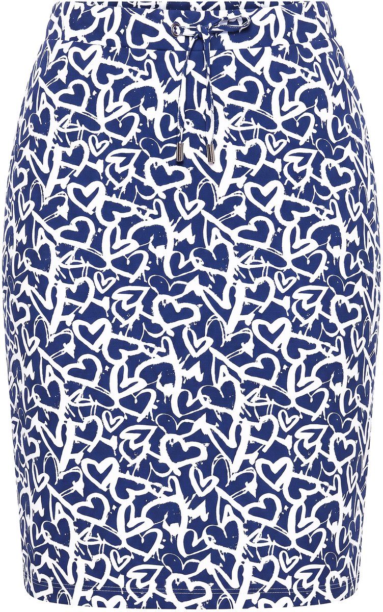 Angel of Style - Dames - Jerseyrok normale pasvorm hartjes - Donkerblauw - Maat 48