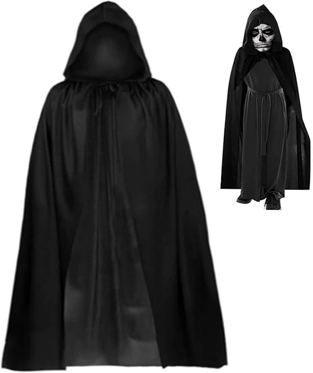Halloween Vampierkostuum met Cape en Capuchon, Cosplay Kostuum voor Carnaval met Tatoeages en Heksenaccessoires