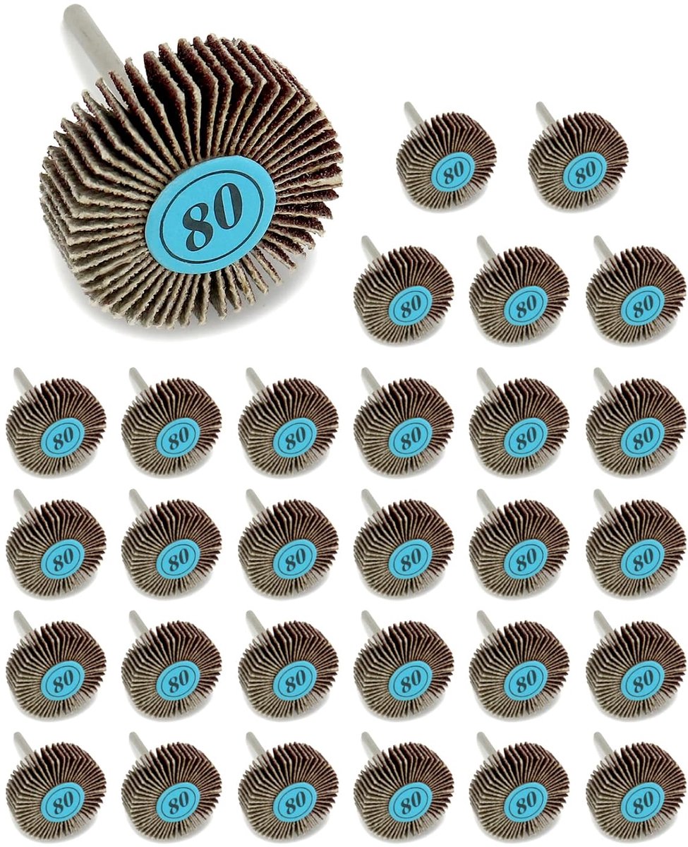 SnelShoppen - 30 Stuks Slijpstenen, 32 x 10 x 3 mm, 80 Korrel, Carbid Schuurpapier voor Rotatietools, Hoogwaardige Slijpgereedschappen voor Verbouwing