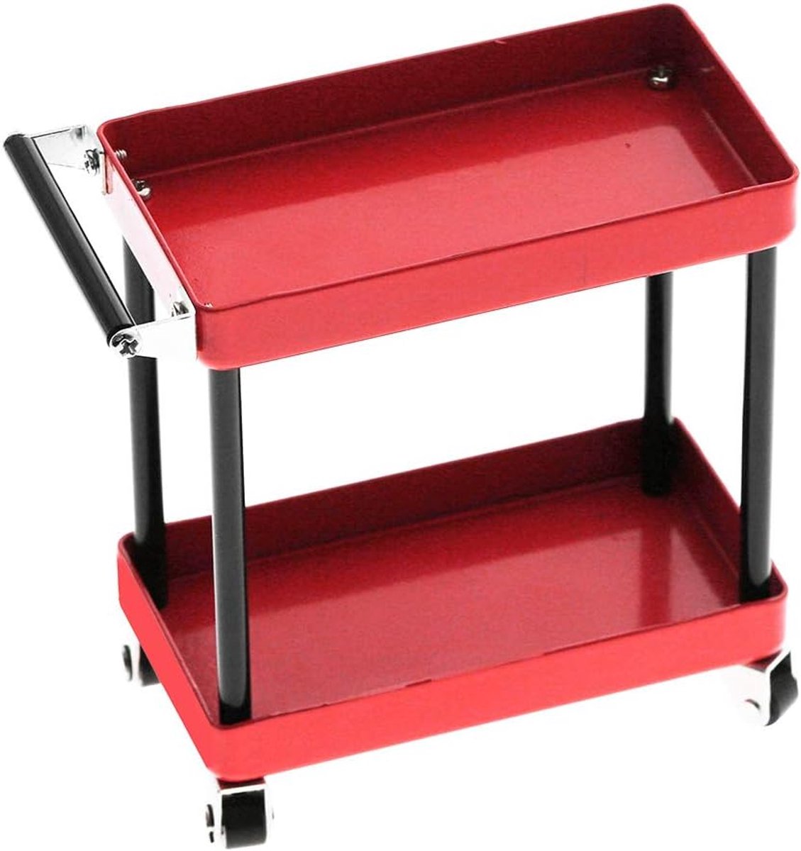 SnelShoppen - Tool Trolley Shelf, Duurzaam Metaal Gereedschapstrolley met Wielen voor Werkplaats Garage, Compact Ontwerp voor RC Accessoires (Rood)