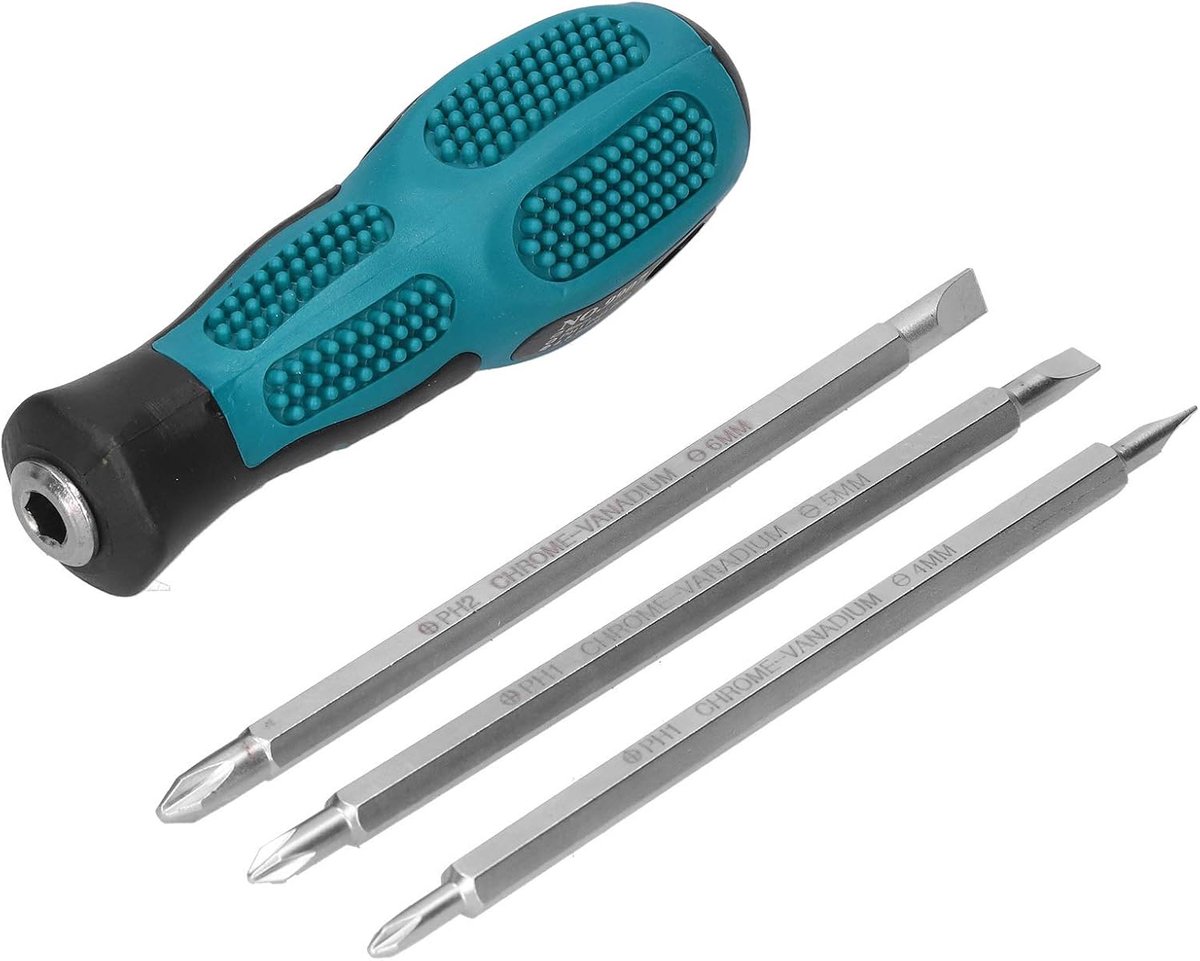 SnelShoppen - Schroevendraaier Bit Set 3 Stuks - Dubbelzijdige Kruis- en Sleufbits - Niet-slip Handvat - Comfortabel en Duurzaam - 6150 Chroom Vanadiu